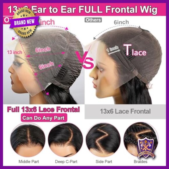 13x6 HD Lace Front Wig Human Hair Body Wave Full Frontal Pre Plucked